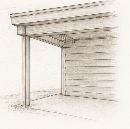 Konstruktionsdetail eines Holz-Carports