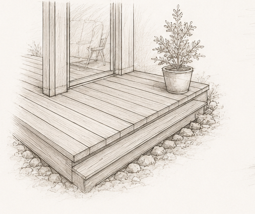 Detailzeichnung einer Holzterrasse